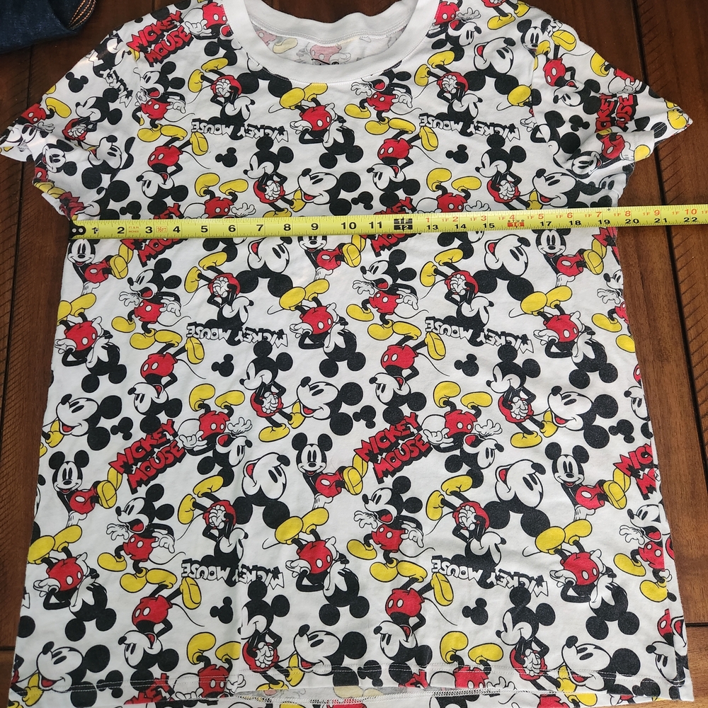 Womens Mickey Mouse All Over Pattern T Shirt Size L White, Red, Black, Yellow